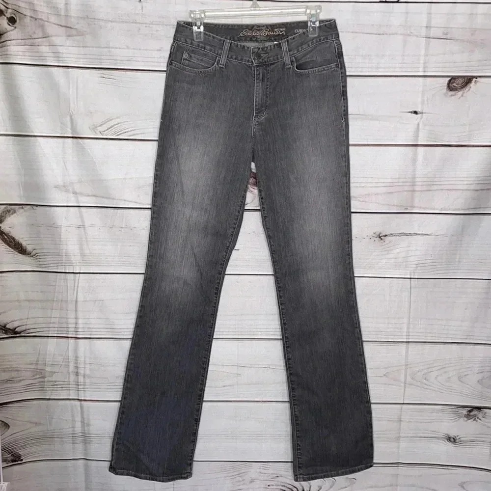 Eddie Bauer Bootcut Jeans Womens 4T Gray Curvy Fit Tall Specially Dyed Denim